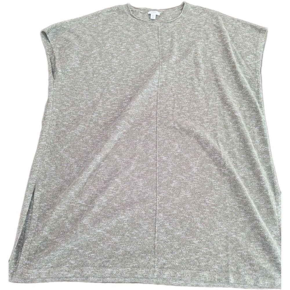Pure Jill Poncho Sweater Tunic Women's Large Petite Gray Sleeveless Knit